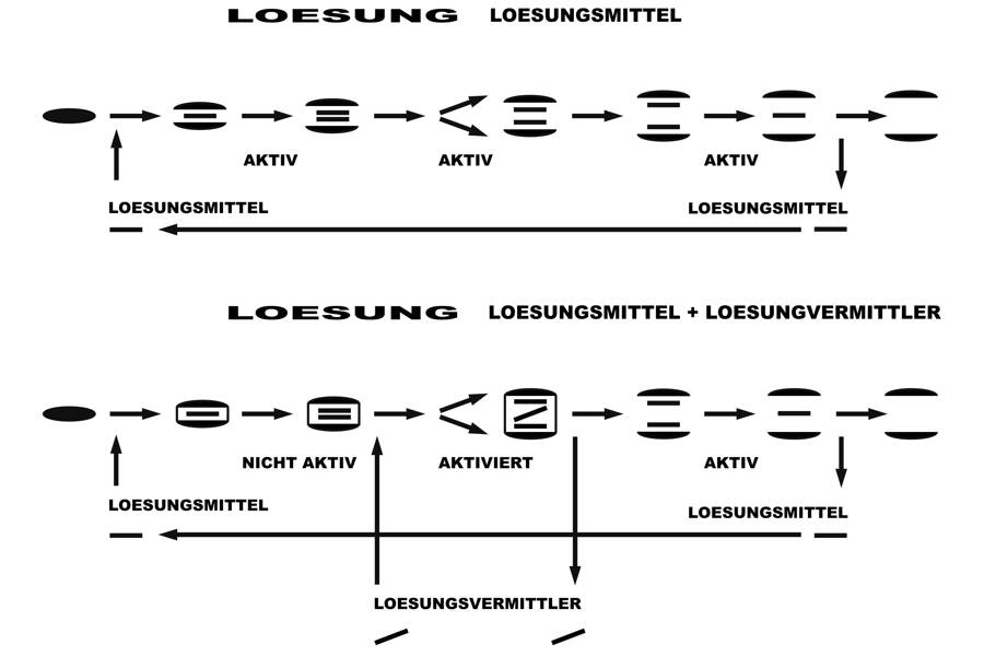 LOESUNG + LOESUNGSMITTEL + | - LOESUNGSVERMITTLER